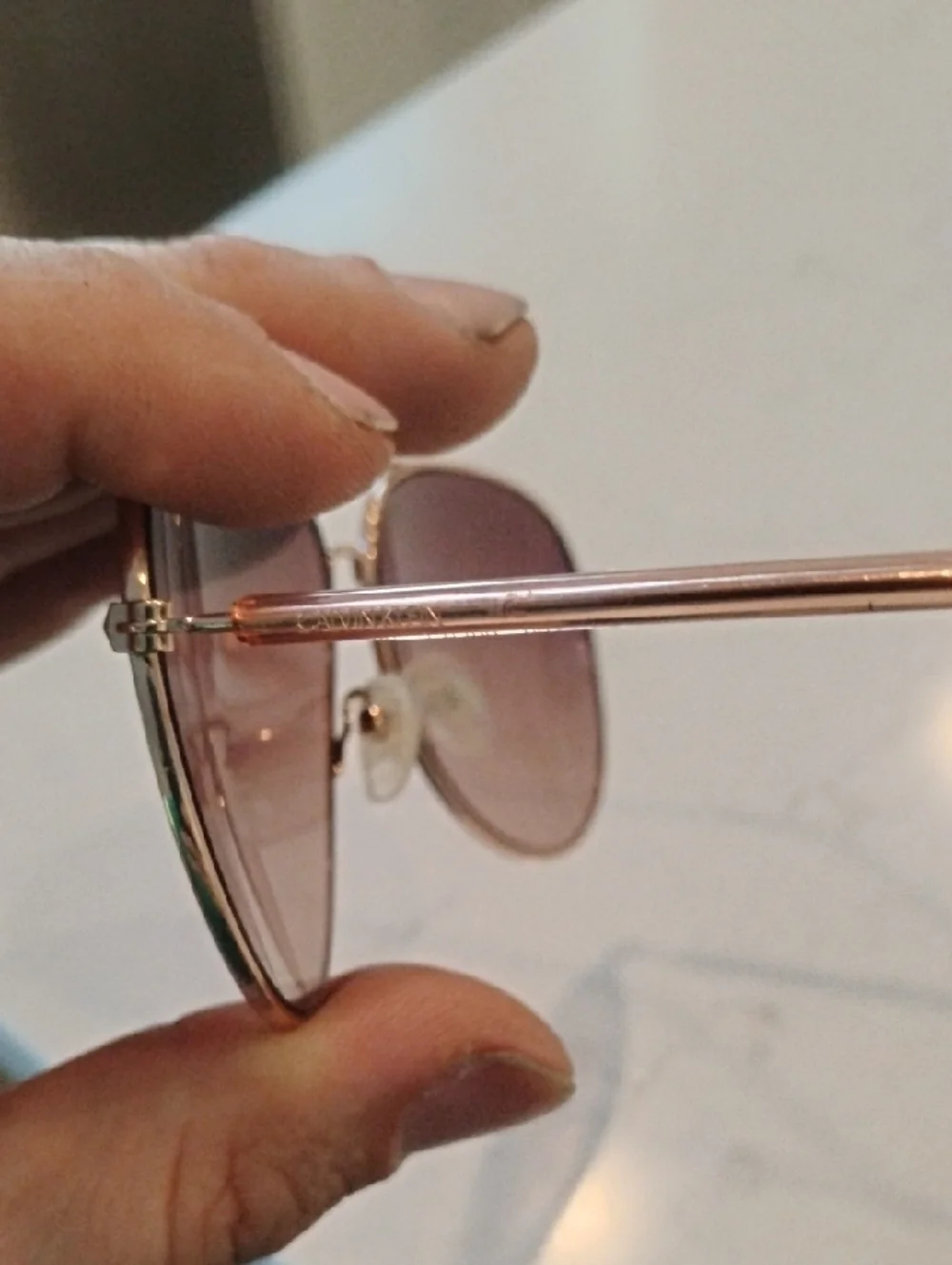 Calvin Klein Gold Frame Brown Gradient Aviator Sunglasses